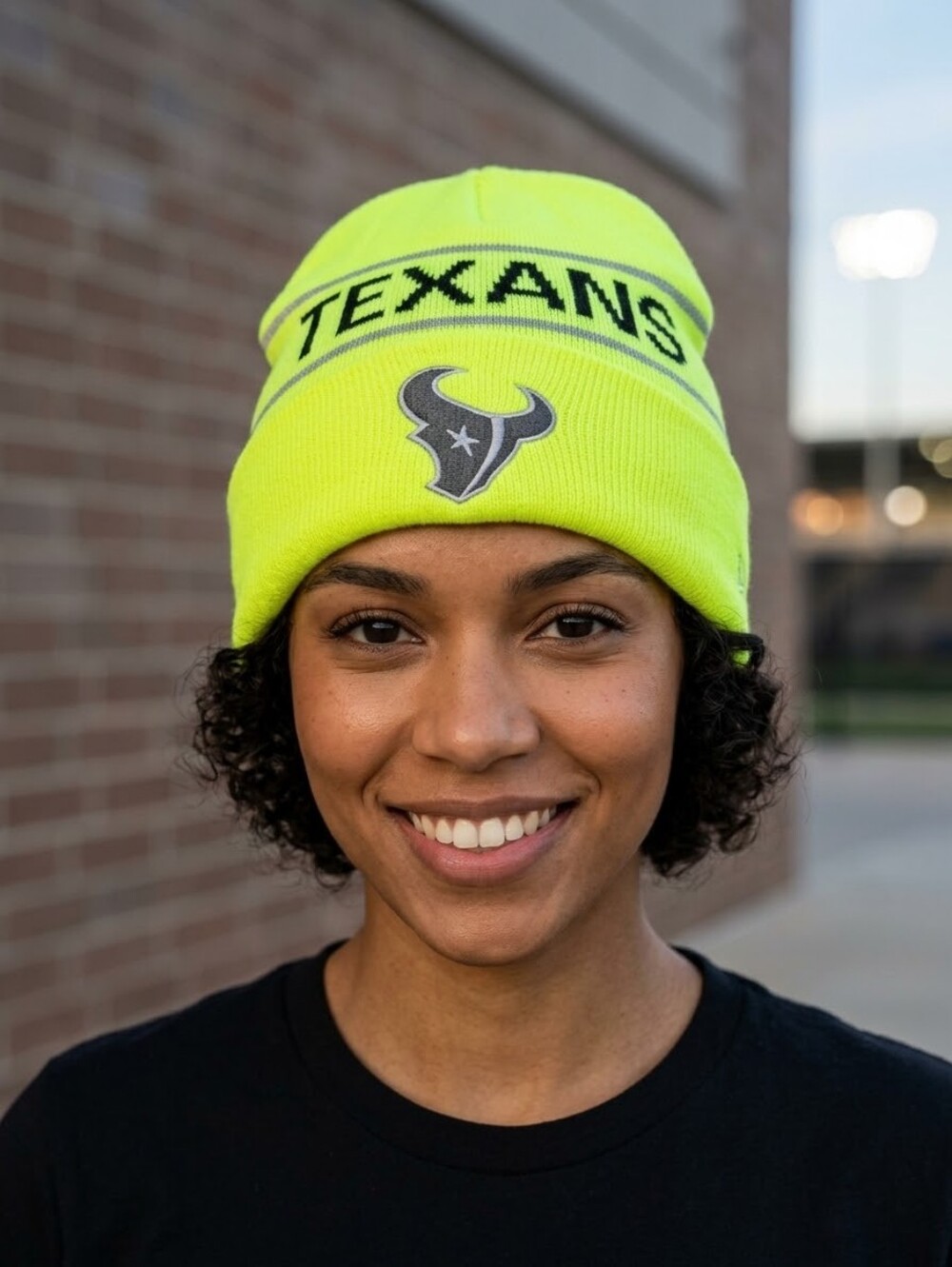 Houston Texans Beanie Hat Buffalo Outdoors Neon Yellow Reflective Stripe